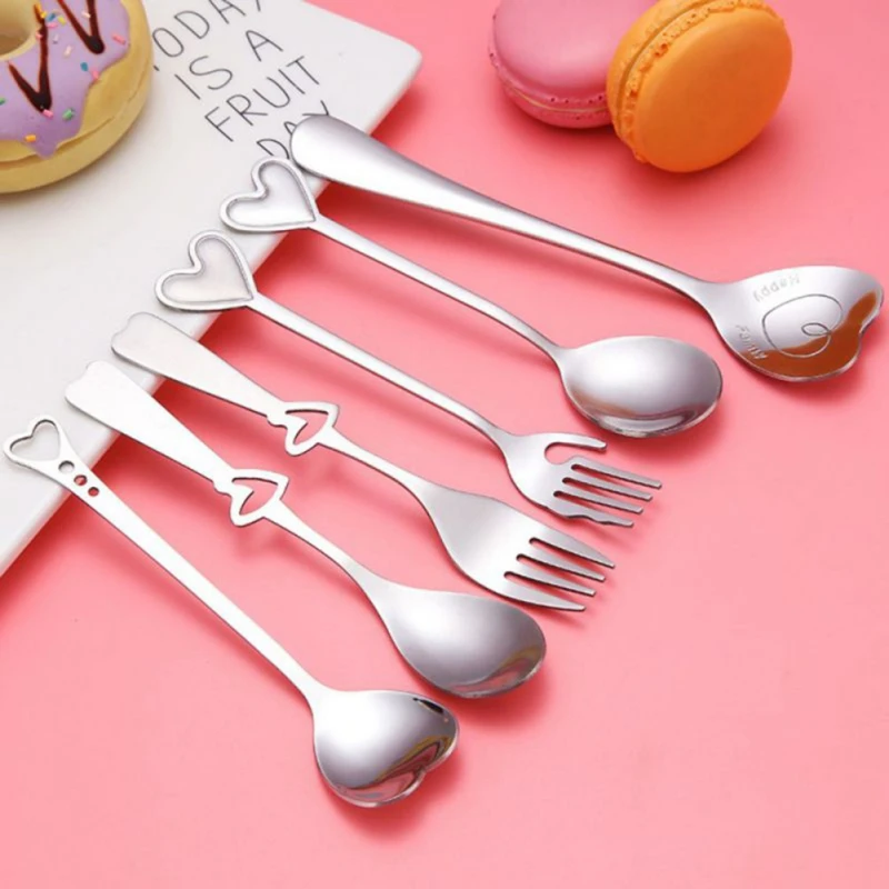 

Valentine's Day Creative Coffee Mixing Spoon Stainless Steel Spoon Dessert Ice Cream Stirring Spoons Kitchen Tableware Supplies