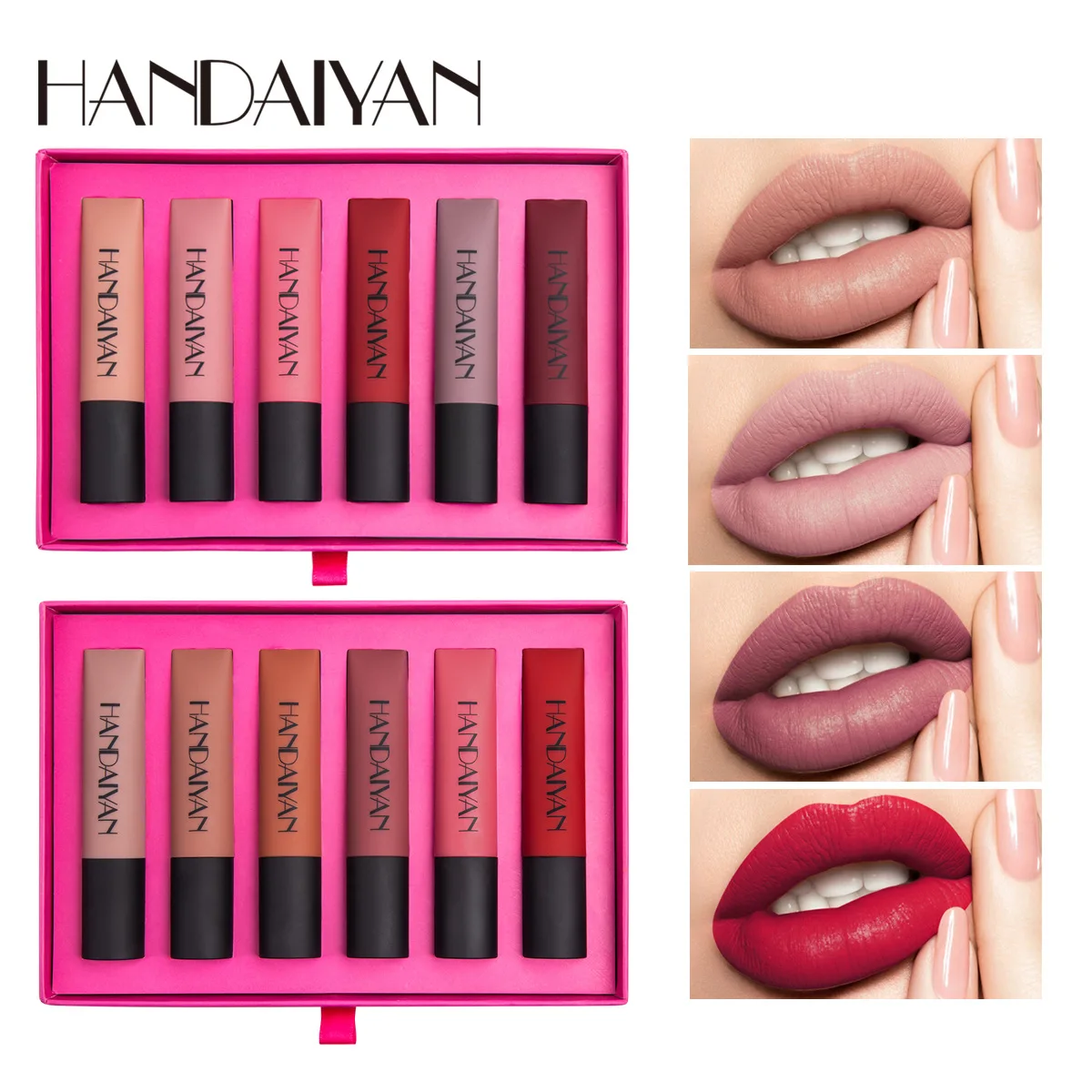 

HANDAIYAN 6Colors/Sets Sexy Matte Liquid Lipstick Lip Glaze Sets Natural Moisturizer Waterproof Velvet Lip Glosses Makeup