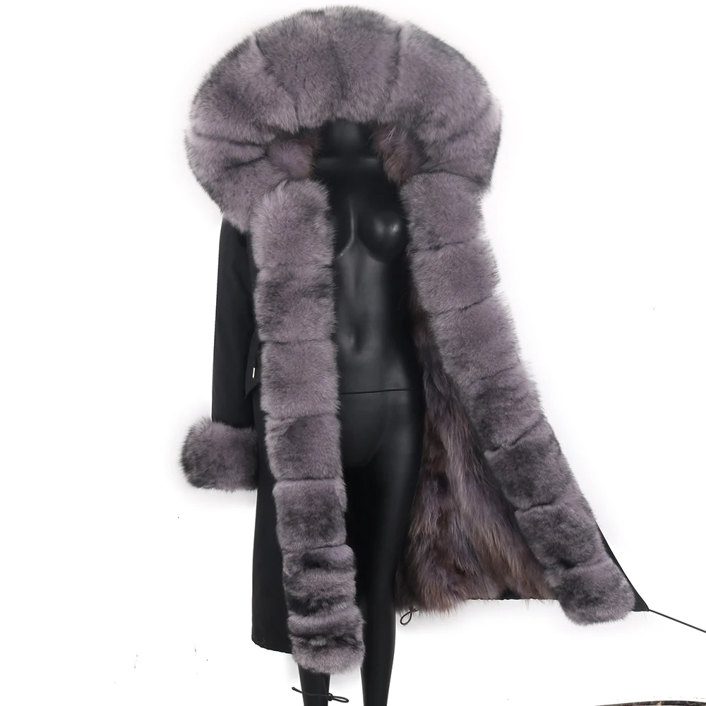 Women Winter Natural Fur Jacket Real Fox Fur Coat X-Long Waterproof Parka Fashion Thick Warm Outerwear Fashion Streetwear enlarge