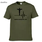 Новая футболка с надписью Jesus Saved My Life для мужчин, Спаситель, Бог, религия, молитва, Вера, Христианские Футболки, хлопковые топы с короткими рукавами, футболки, Homme