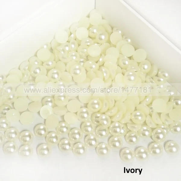 Ivory 200 шт 8 мм жемчуг полукруглый имитация искусственного акрила с плоской задней частью Смола Кабошон полукупол жемчужная отделка бусины DIY товары для рукоделия - Цвет: Ivory