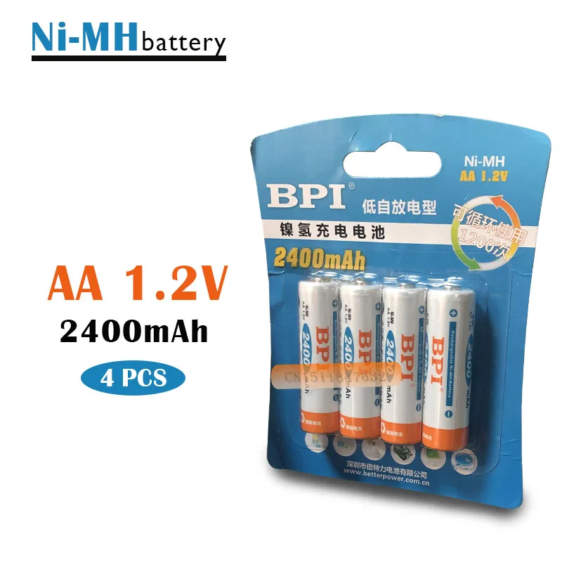 Перезаряжаемая батарея 4 шт./лот BPI AA 2400 мАч 1 2 в Ni-MH для высококачественных