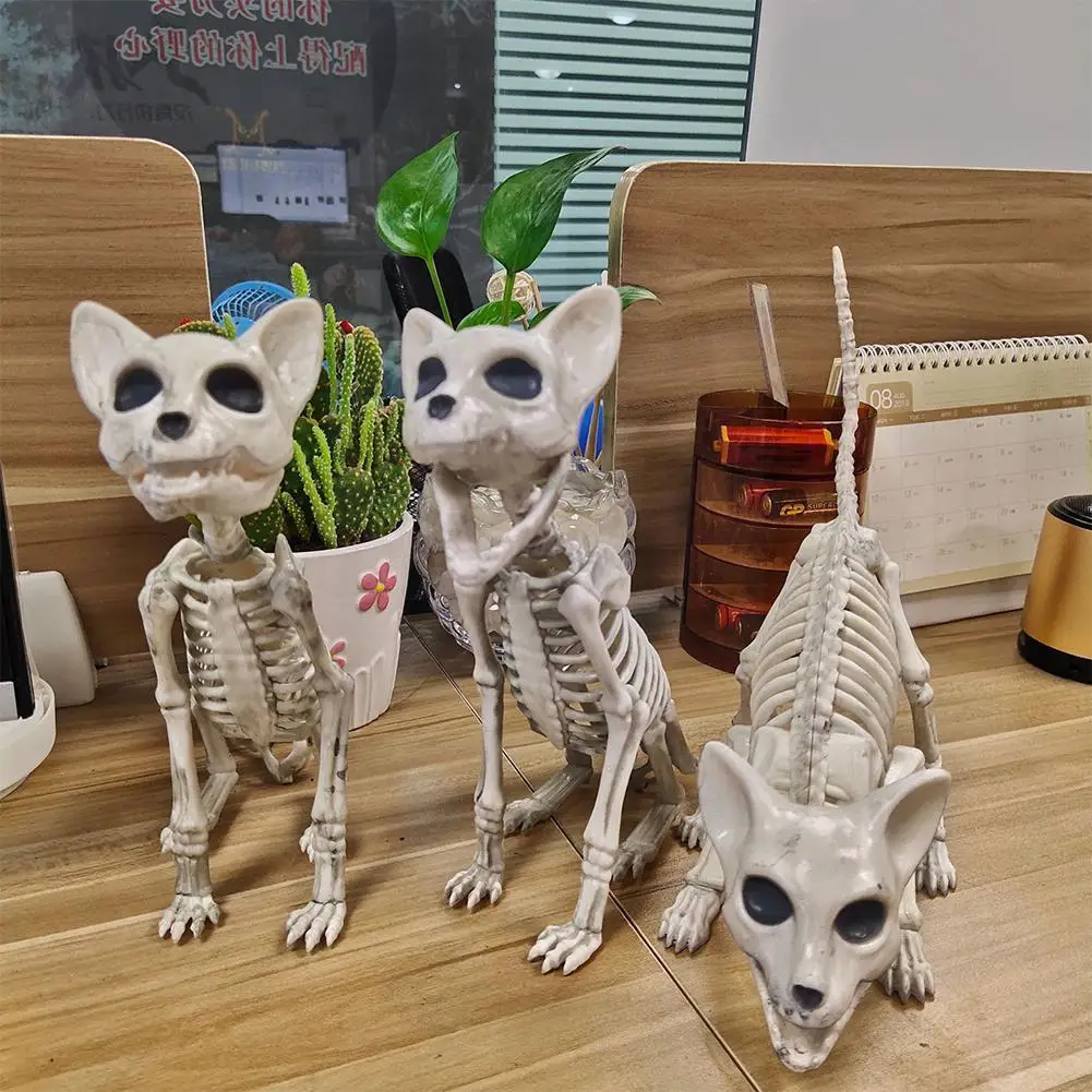 

Модель скелета животных Хэллоуин кошка собака Скелет реквизит вечевечерние ужас кость Животные украшения модель K5M3