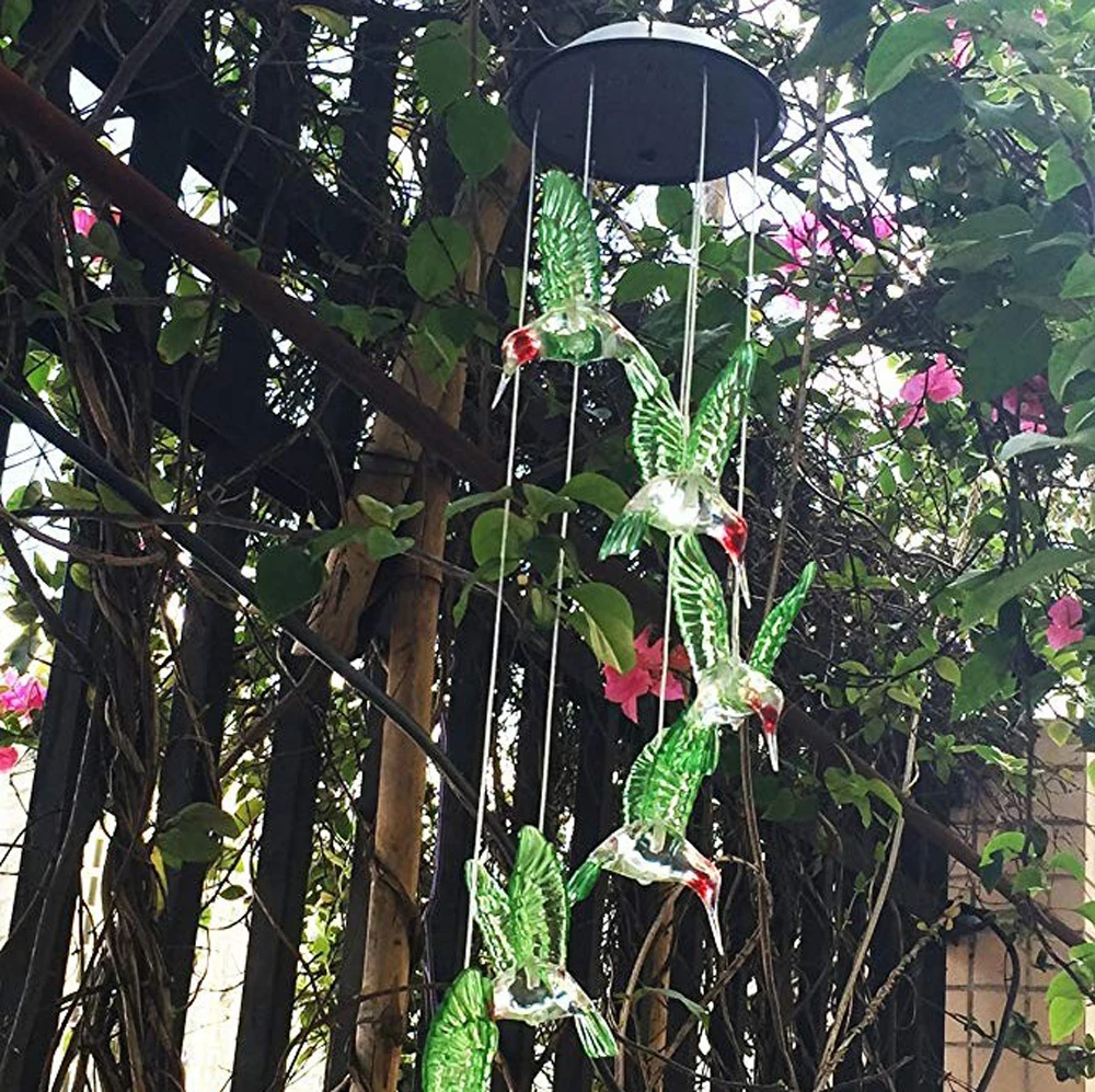 Hummingbird колокольчики для улицы с изменяющимся цветом светодиодный светильник для патио романтический декор для сада, двора, подарки для дома мама, жена, бабушка