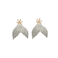 925 silver shining rhinestone stud earrings prevent allergy mermaid tail earrings for women girls wedding party jewelry earrings