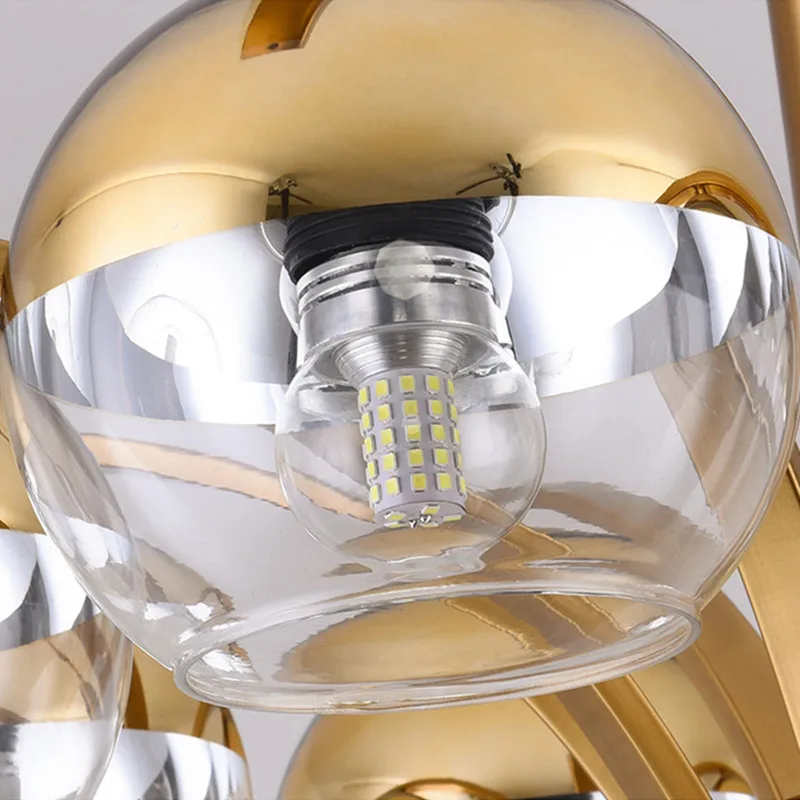 

Modern chrome chandelier Glass Lamp Kitchen Indoor classic lamp Decor Home Copper Metal Design E27 living room chandelier