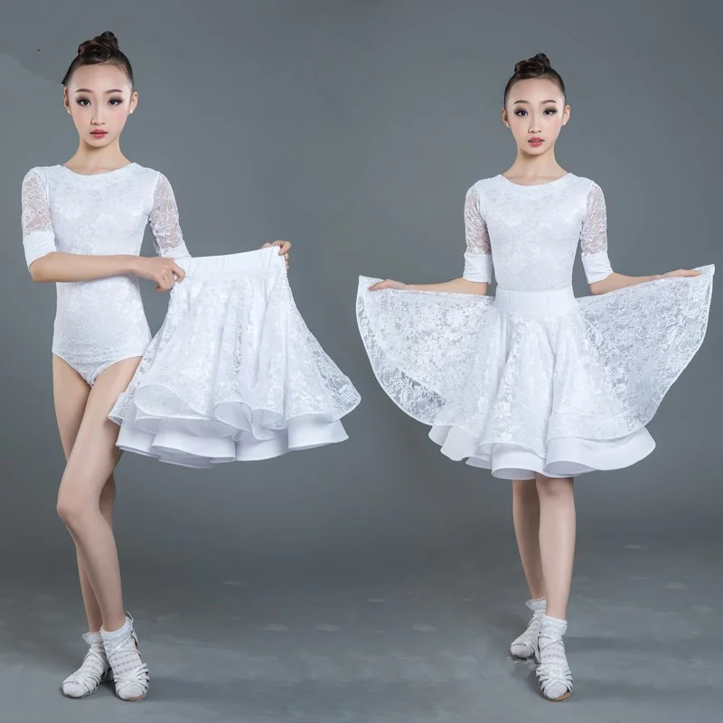 Юбка Детская кружевная для латиноамериканских танцев юбка с разрезом трико и