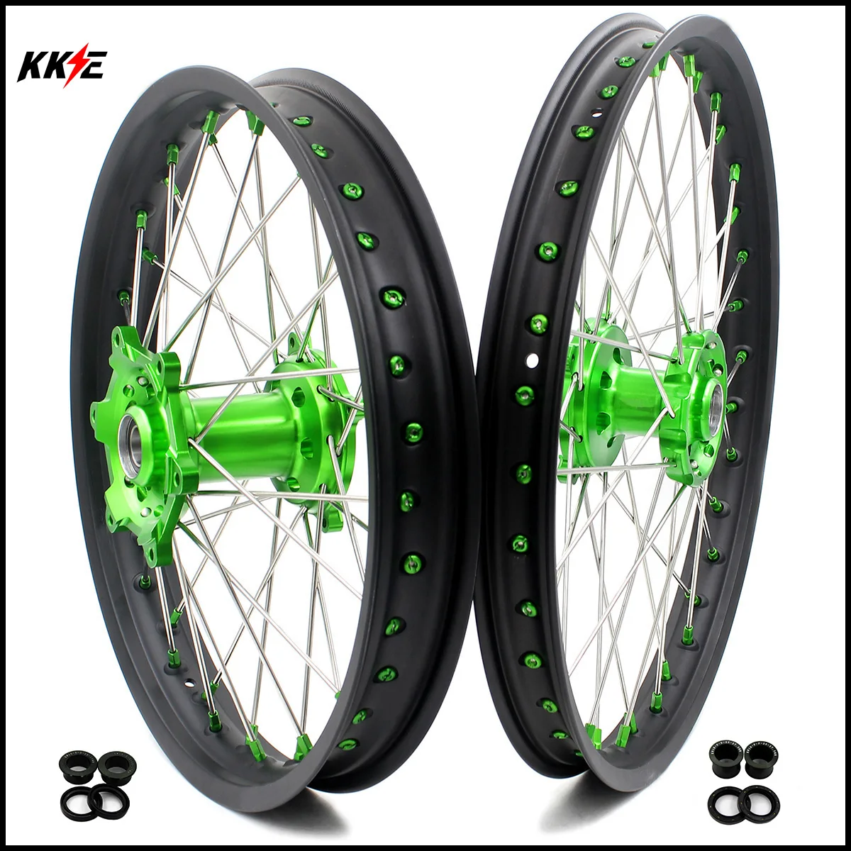 21/18 мотоциклетные обода эндуро спицевые колеса Набор для KAWASAKI KX250F KX450F 2019 зеленые