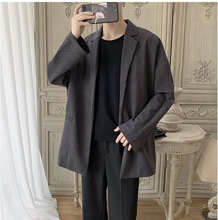 Hongkong Autumn Men Blazer Black Oversized Blazer Masculino Yuppie Style Men Blazer hombre