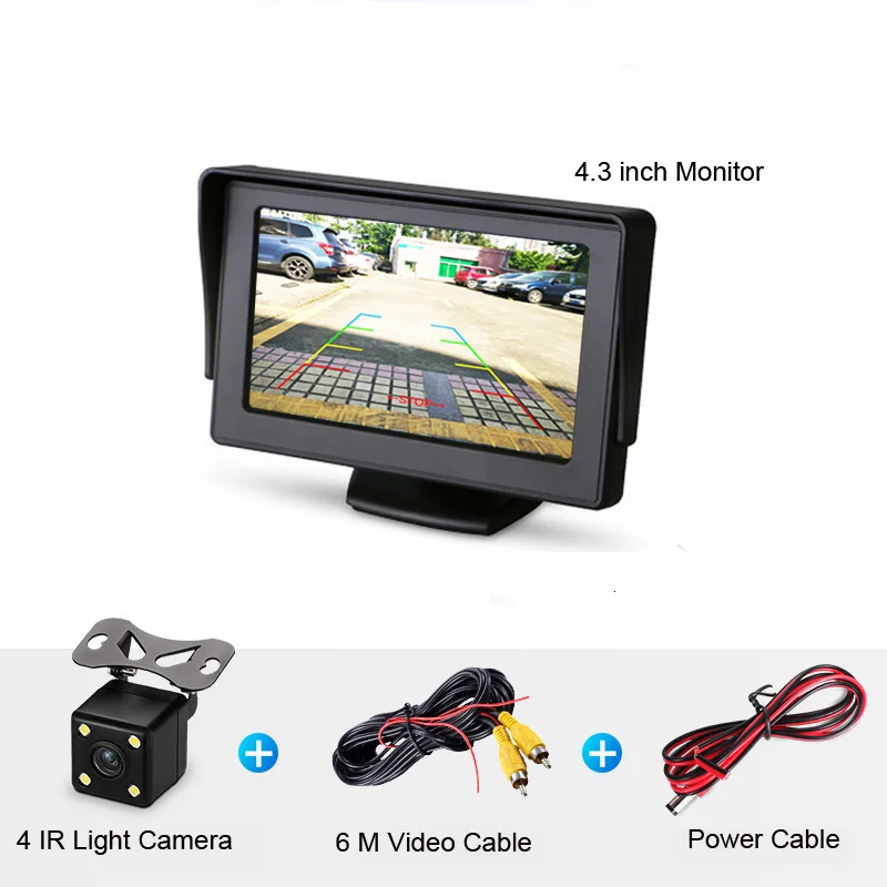 12V 24V автомобиля Парковка Системы комплект заднего вида Камера реверса Камера Водонепроницаемый 4," TFT ЖК-зеркало заднего вида Дисплей монитор