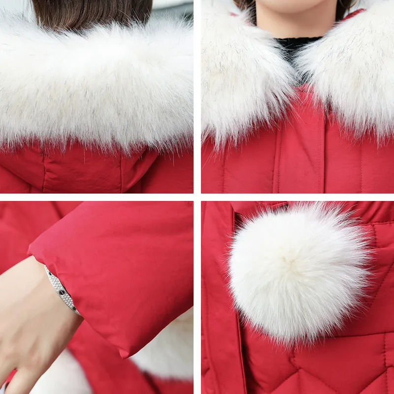 

2019 New Winter Thick Big Fur Collar Women Long Down Cotton Parkas Long Hooded Coat Cotton Padded Jackets Female Plus Size 5XL
