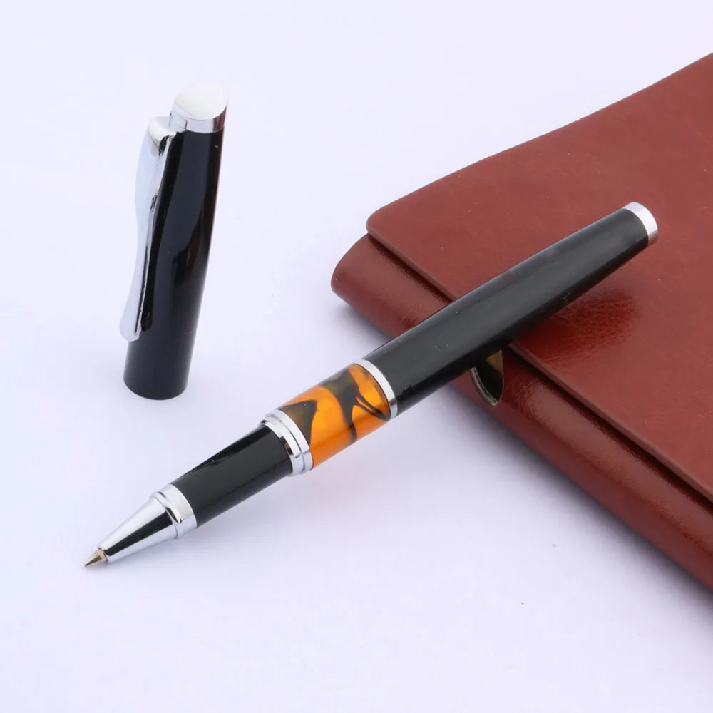 Новая Металлическая черная оранжевая акриловая с серебряной отделкой подарок