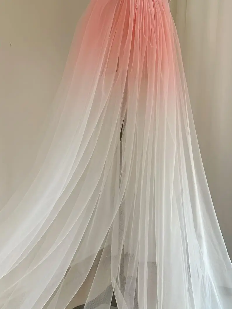 5 ярдов Тюлевая ткань персиковая розовая с Омбре|Ткань| |