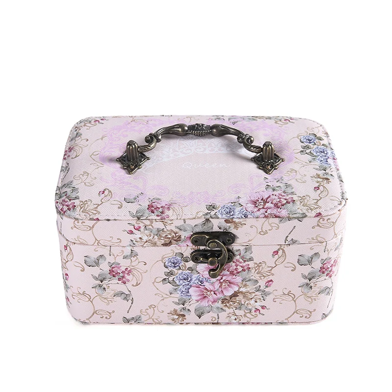 

European Girl Makeup Box Women Cosmetic Bag 2 Layers Women Toiletries Organizer Waterproof Female Storage Make up Cases