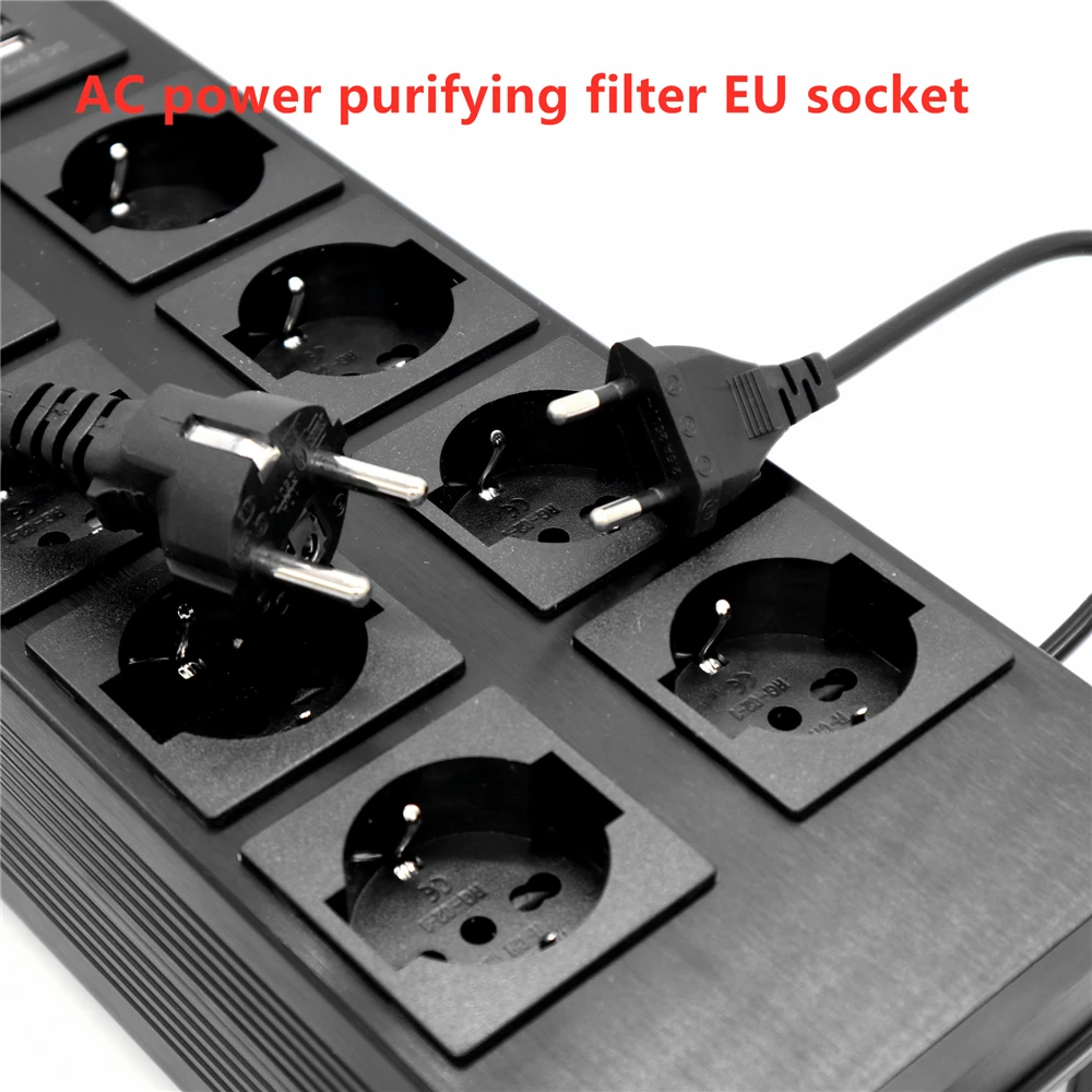

3000W 15A LED Display Aluminum Audio Noise AC Power Filter Amplifier PC Power Conditioner Purifier Surge Protection EU Outlets