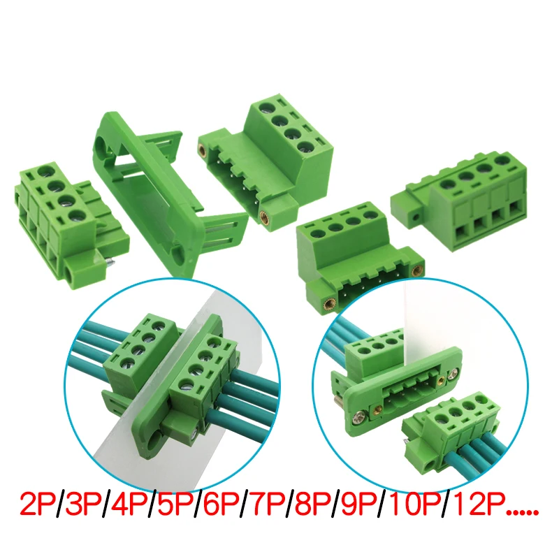 1set 2EDGW Through wall welding free butt 2EDGWC 5.08mm flanged fixed panel 2P / 3/4/5 12P terminal|Полупроводники| |