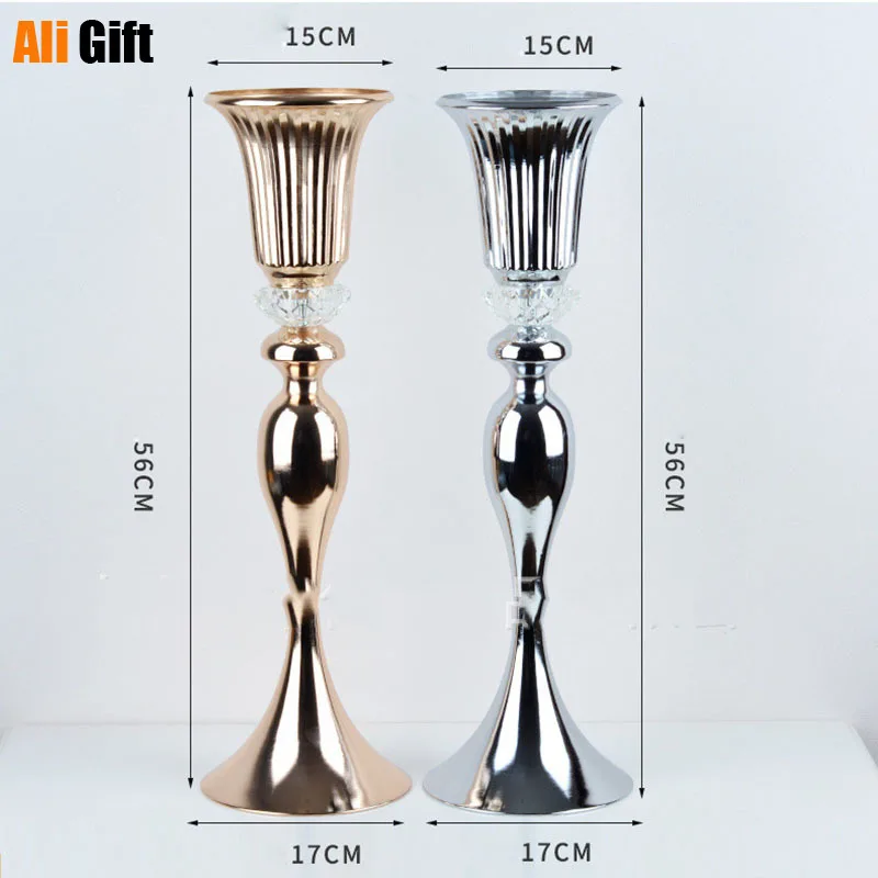 Metal Candle Holders Flowers Vase Candlestick Road Lead Candelabra Centerpieces Wedding Porps Christmas Decoration | Дом и сад