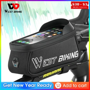 west biking bicycle bag rainproof 6 9inch phone case touchscreen mtb road bike pannier reflective frame bag cycling accessories free global shipping