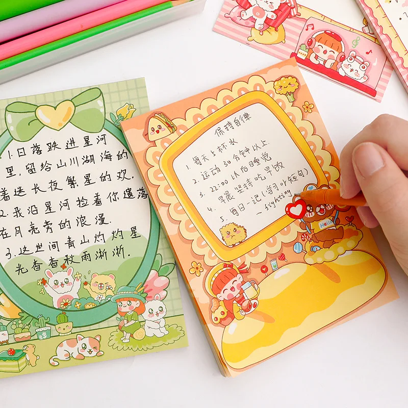 

50Page Korean Simple Creative Memo Pads Students Stationery Message Sticky Notes Office Learning Supplies Kawaii Decor Notepad