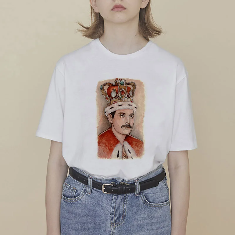 Футболка в стиле Фредди Меркурий 90 S, футболка с надписью «I won't be rockstar i will a legend», женская футболка в стиле хип-хоп нового размера плюс