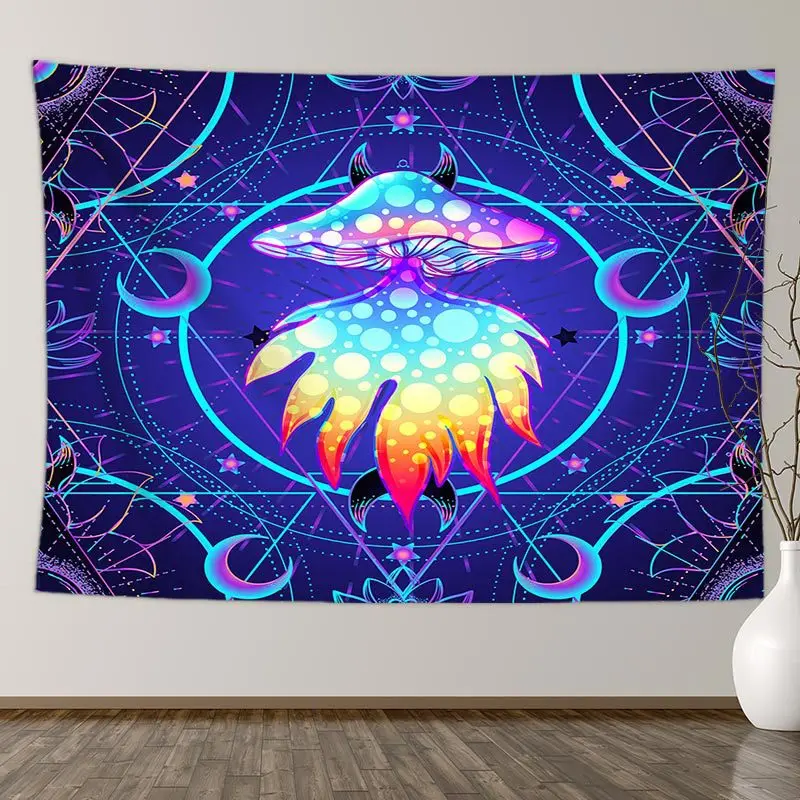 

Magic Mushroom Wall Tapestry Mandala Fabric Carpet Hippie Trippy Tapestry Wall Hanging Anime Boho Home Decor Witchcraft Supplies