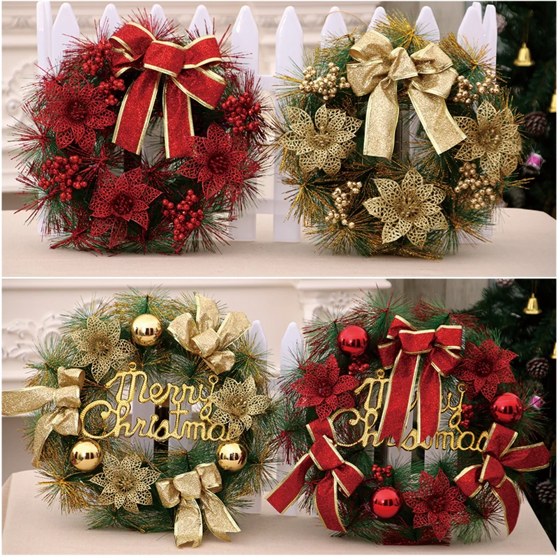 Christmas Wreath Handmade Rattan Pendant Garland Shopping Mall Tree Door Decoration Advent guirnalda navidad FB | Дом и сад
