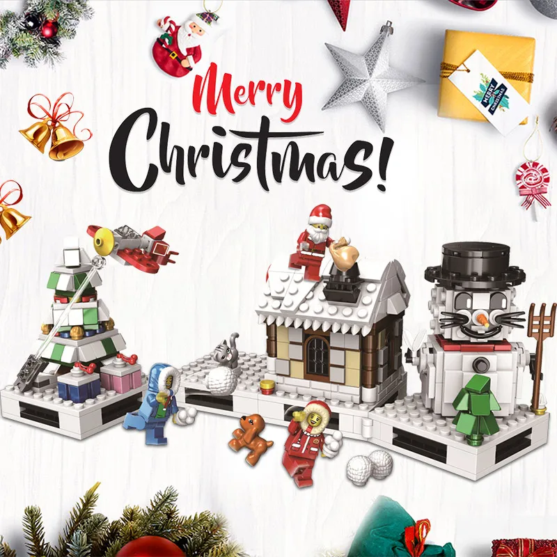Рождественский Снежный подарок Grinch дом строительные блоки совместимые с Friends