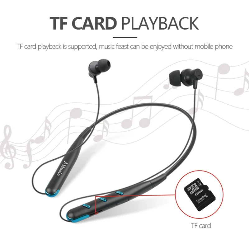 5 0 Bluetooth наушники спортивные с шейным Mi c стерео Беспроводной TF карты Bass