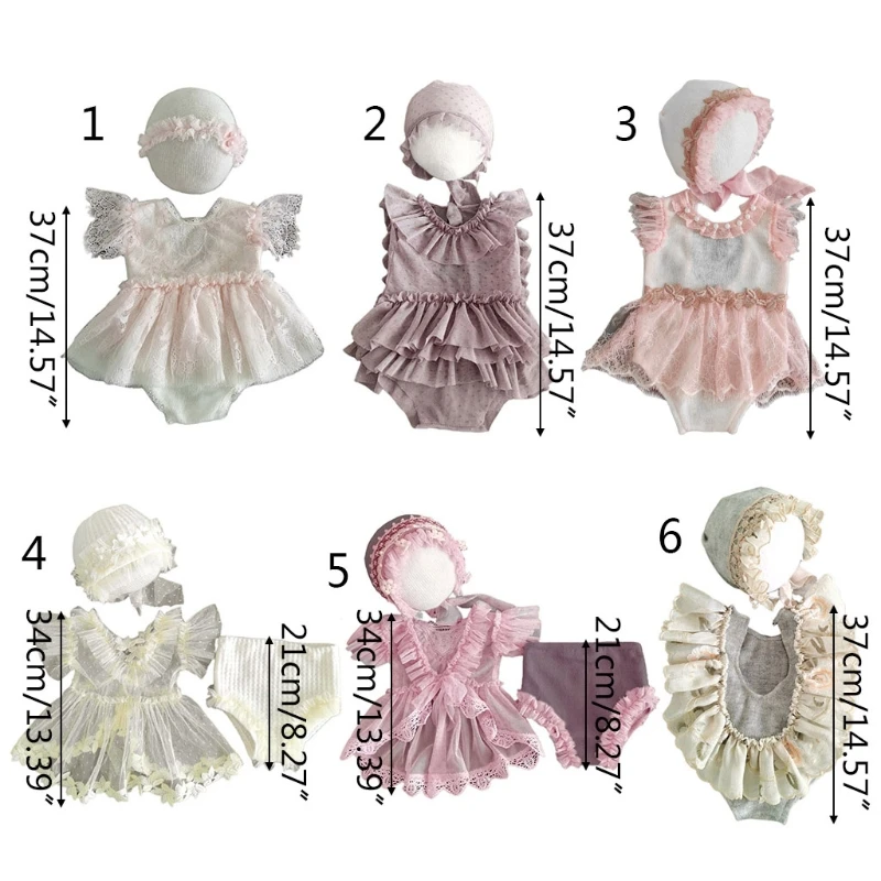 

1 Set Infants Photo Shooting Costume Outfits Baby Hat Romper Jumpsuit Short Pants Newborn Photography Props