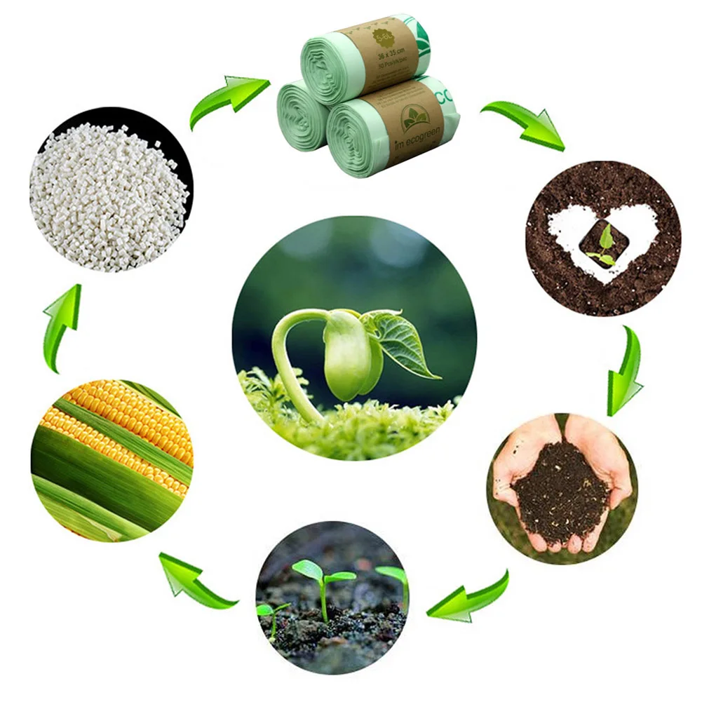 Одноразовые пластиковые мешки для мусора биоразлагаемые бытовые 50 шт./рулон
