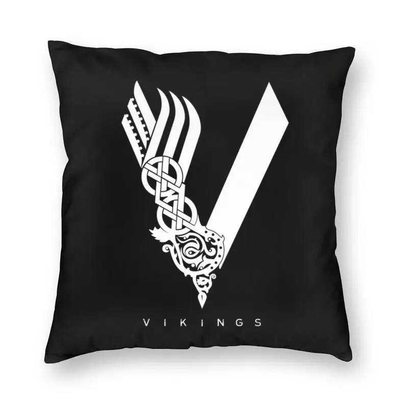 

Vikings V Logo Pillow Case Decoration Valhalla Odin Ragnar Lothbrok Cushions Throw Pillow for Car Double-sided Printing