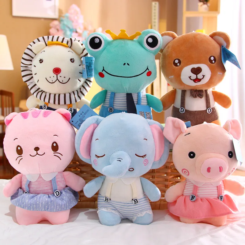 

23cm Cute Soft Frog Doll Elephant Plush Toy Stuffed Animal Bear Cartoon Baby Accompany Sleep Toy For For Children Birthday Gift
