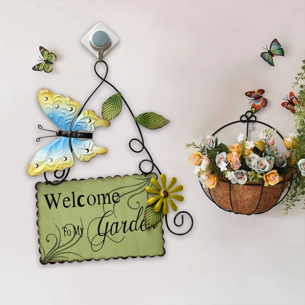 Подвесной Орнамент металлический ярд цветок Добро пожаловать настенная доска