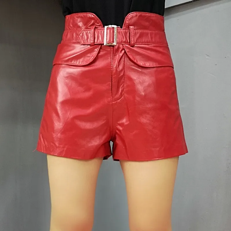 

Fashion women's high waisted leather shorts real sexy autumn 2020 winter relaxed pants South Korean women's Mini Leather shorts