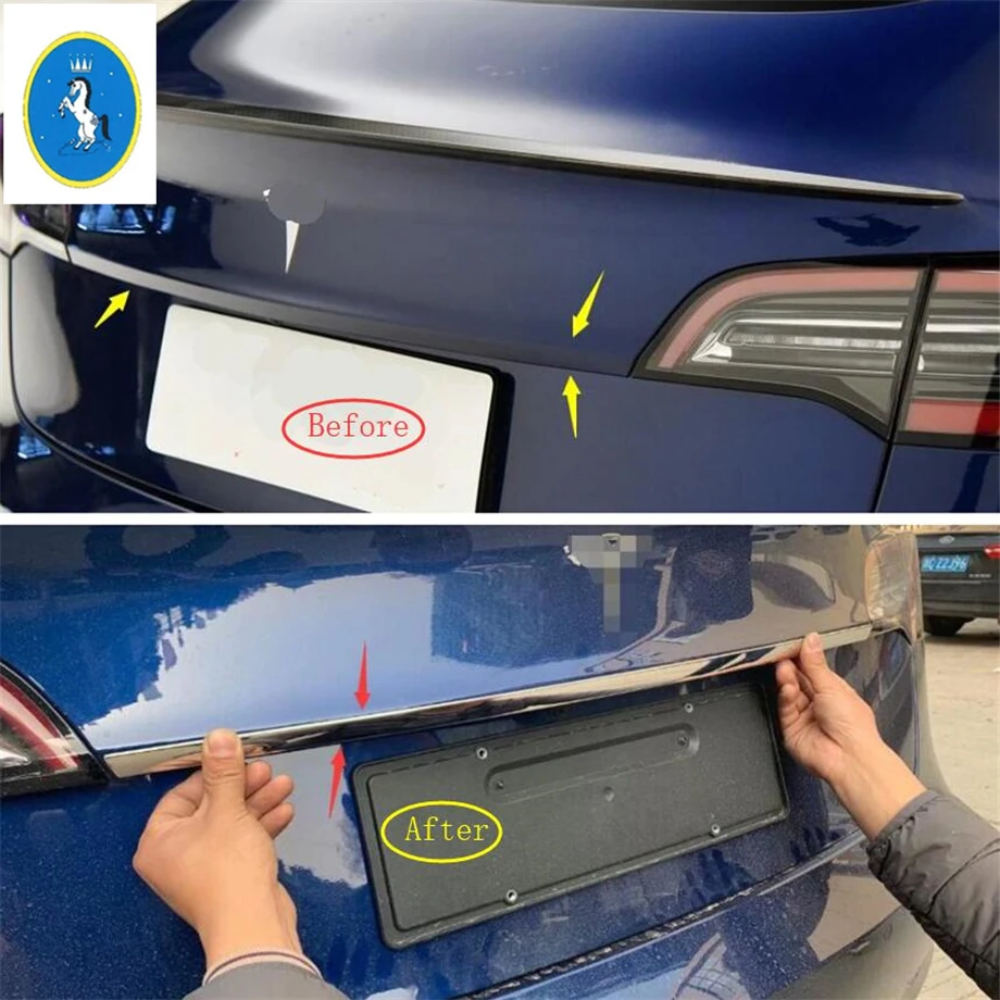 Yimaautotrims авто аксессуар задняя Задняя Крышка багажника и верхняя задняя дверь Накладка для Tesla модель 3