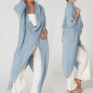 Женские асимметричные блузки, туники, винтажные Длинные Топы, повседневная одежда, рубашки с длинным рукавом, шикарные свободные блузки для женщин, осень 2021