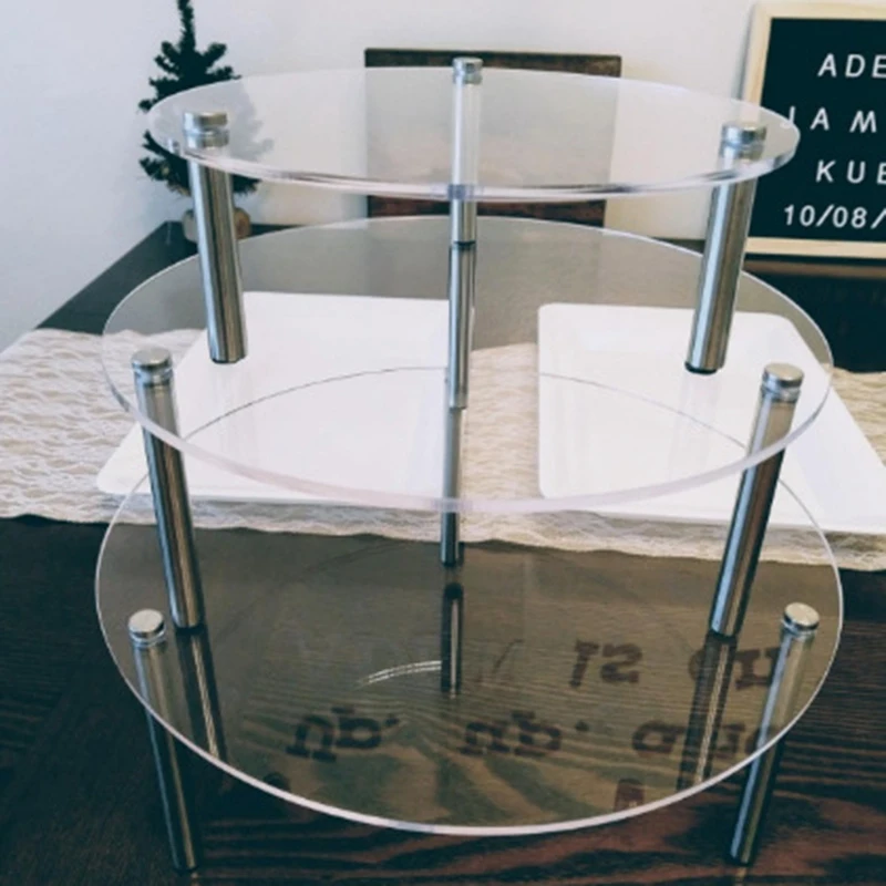 3 уровневая прозрачная круглая подставка для торта акриловая кексов витрина