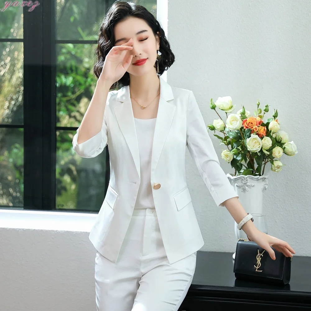 

Women's Pant Suits Blazer Office Two Piece Set Women Pants Jackets Formal Clothing Set Suit Set Trouser Business Uniform Tops
