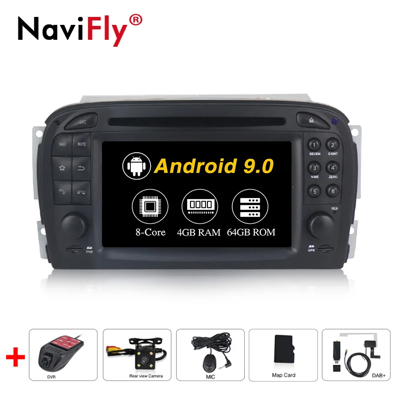 NaviFly 8 ядерный 4 Гб ОЗУ 64 Гб ПЗУ Android 9,0 Автомобильный gps Радио dvd-плеер головное устройство для Mercedes Benz SL R230 SL500 2001-2007