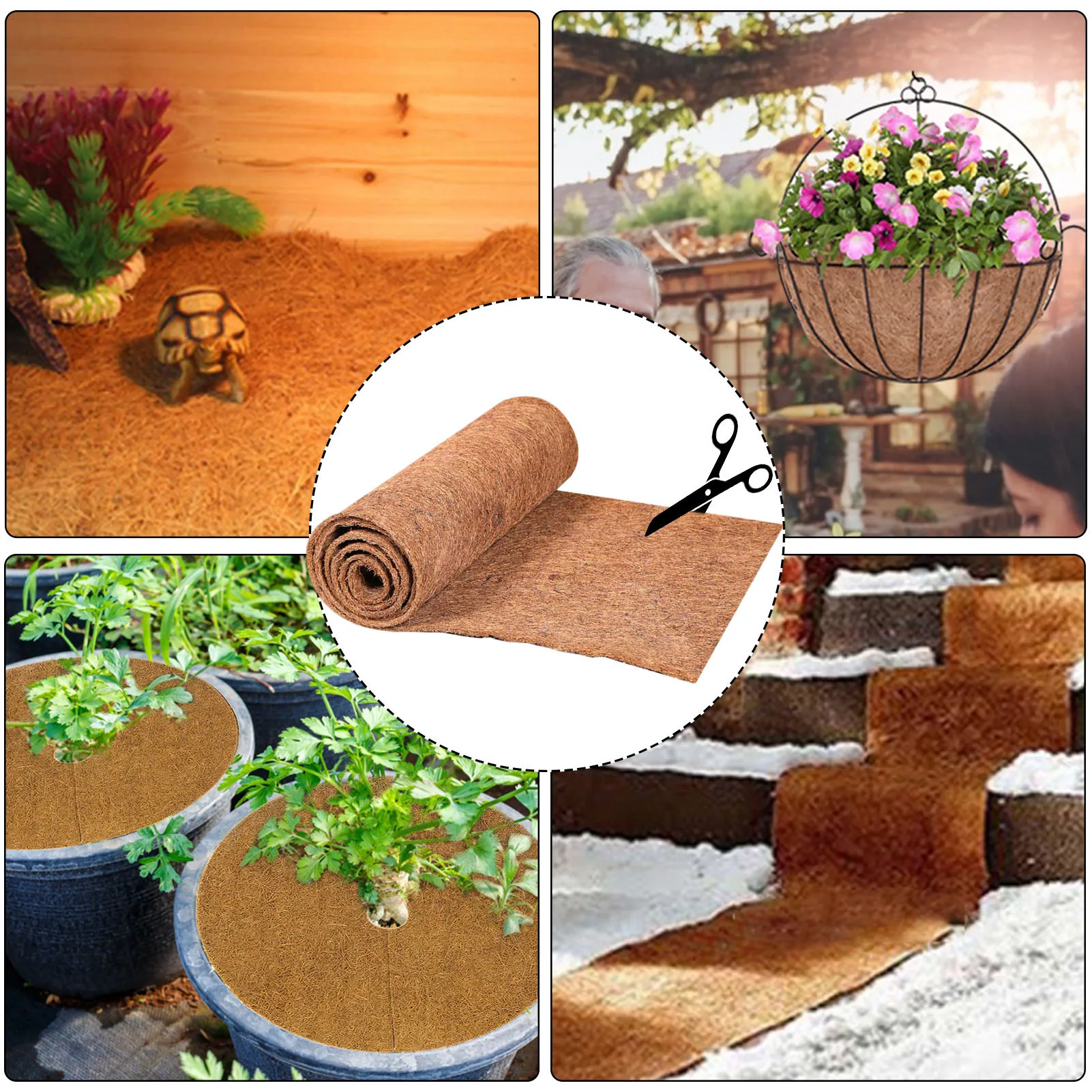 

Coconut Palm Mat Flowerpot Mat Coconut Liner Bulk Roll Palm Carpet For Wall Hanging Baskets Flowerpot Mat Reptile Coconut Pad