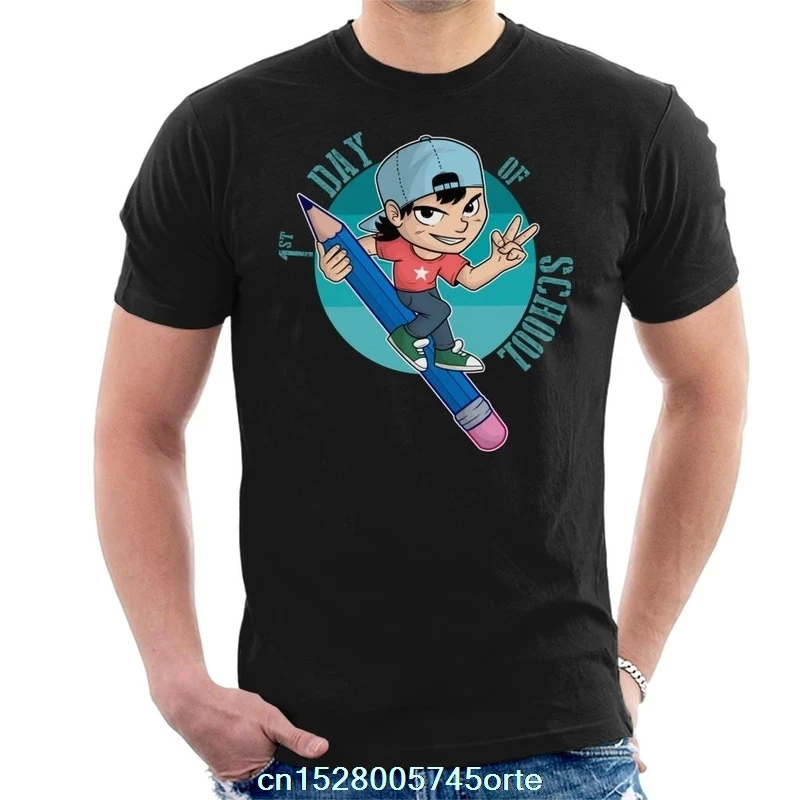 Мужская футболка с принтом camiseta 1st Day Of School женская из 100% хлопка | одежда