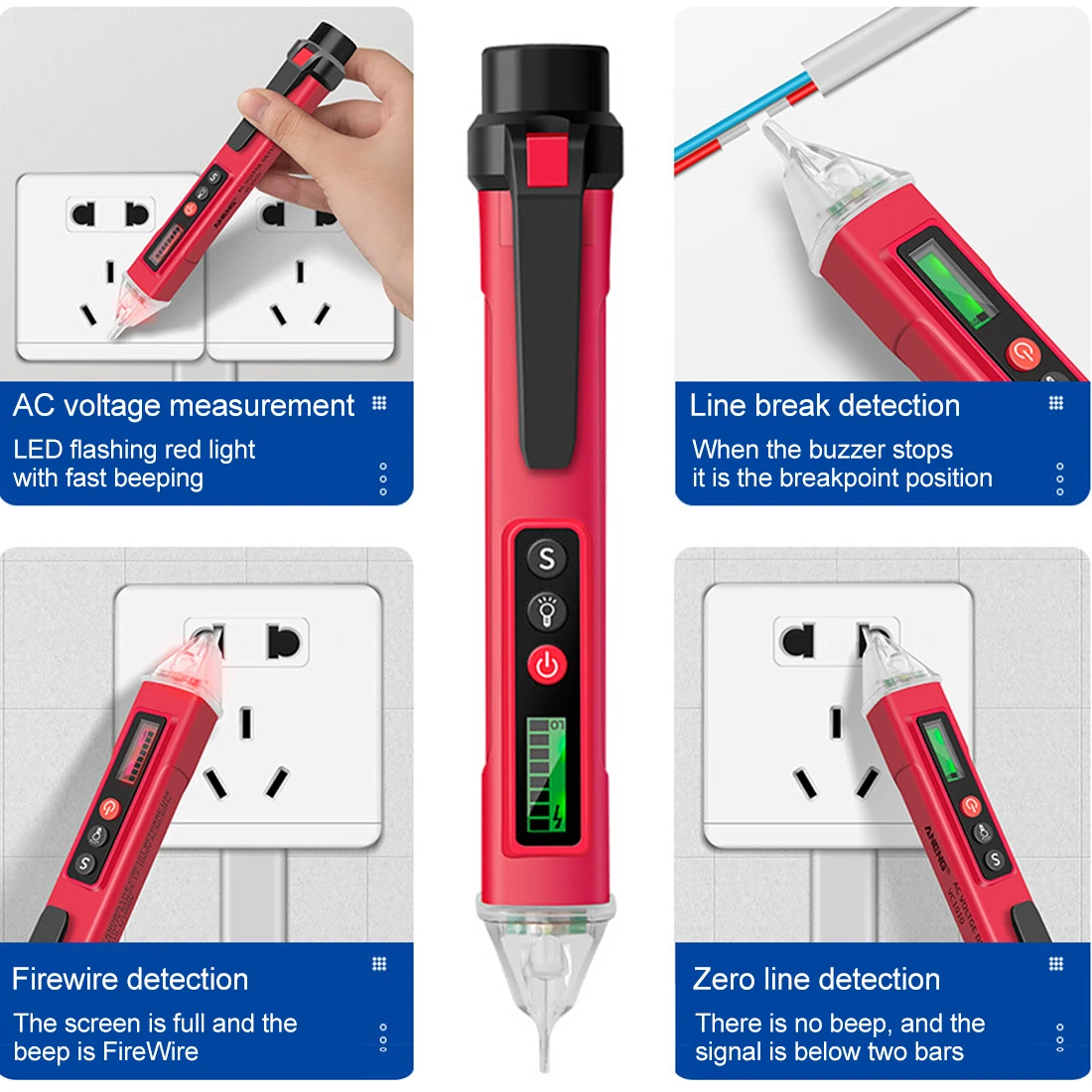 

Intelligent Non-contact Pen Alarm AC voltage detector meter Tester Pen Sensor Tester