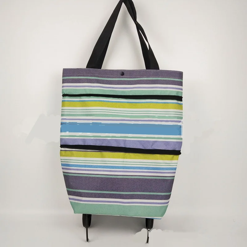 Color stripe RUPUTIN новая складная хозяйственная сумка хозяйственная Тележка Сумки на колесиках купить овощи хозяйственные органайзеры Переносные сумки - Цвет: Color stripe