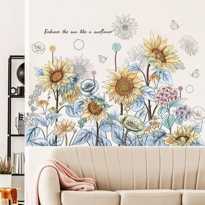 

Sunflower Baseboard PVC Removable Wall Stickers Skirting Living Room Bedroom Bathroom Kitchen Nursery Balcony Home Decor