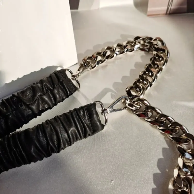 XITAO Wrinkles Patchwork Chains Cummerbunds Women Metal Tide Fashion New Style Match All Personality Elegant Cummerbunds ZY5012
