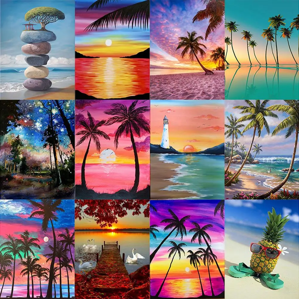 

DIY Diamond Painting Landscape Cross Stitch 5D Diamond Embroidery Painting Rhinestones Art Bead Picture Kits Home Decor