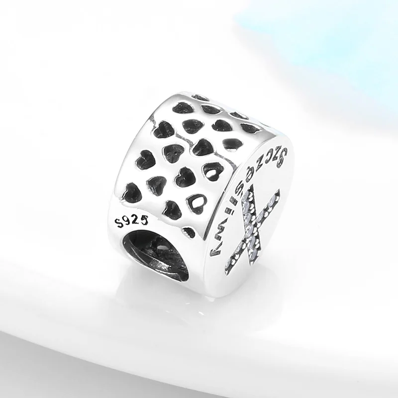 Высокое качество серебро 925 пробы Библейское счастье сверкающий CZ Крест бисер