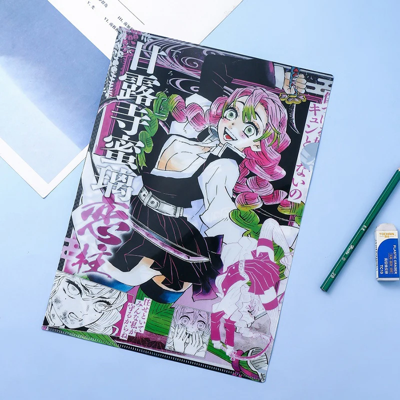 

Big Capacity A4 Document Bag Demon Slayer PVC File Folder Office Stationery Storage Bag For Student Gift