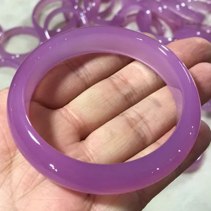

Zheru Jewelry Agate Chalcedony 54-64mm Purple Bracelet Elegant Princess Jewelry For Mom For Girlfriend