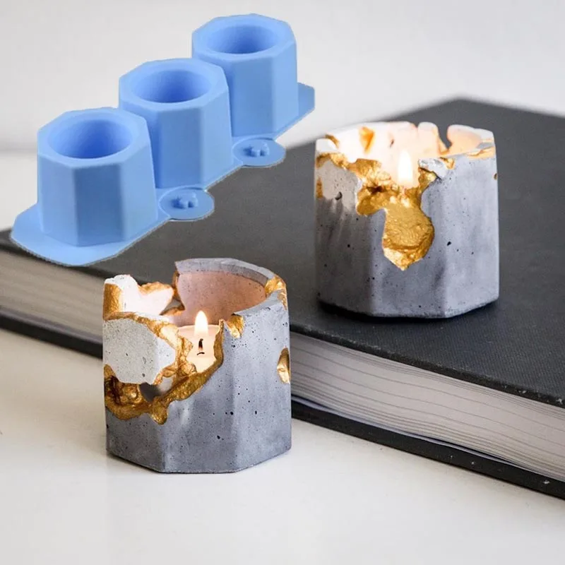 

Силиконовые формы для свечей, мини-формы для свечей с золотым золотом и бетоном, пресс-формы для цветочных Горшков